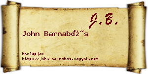 John Barnabás névjegykártya